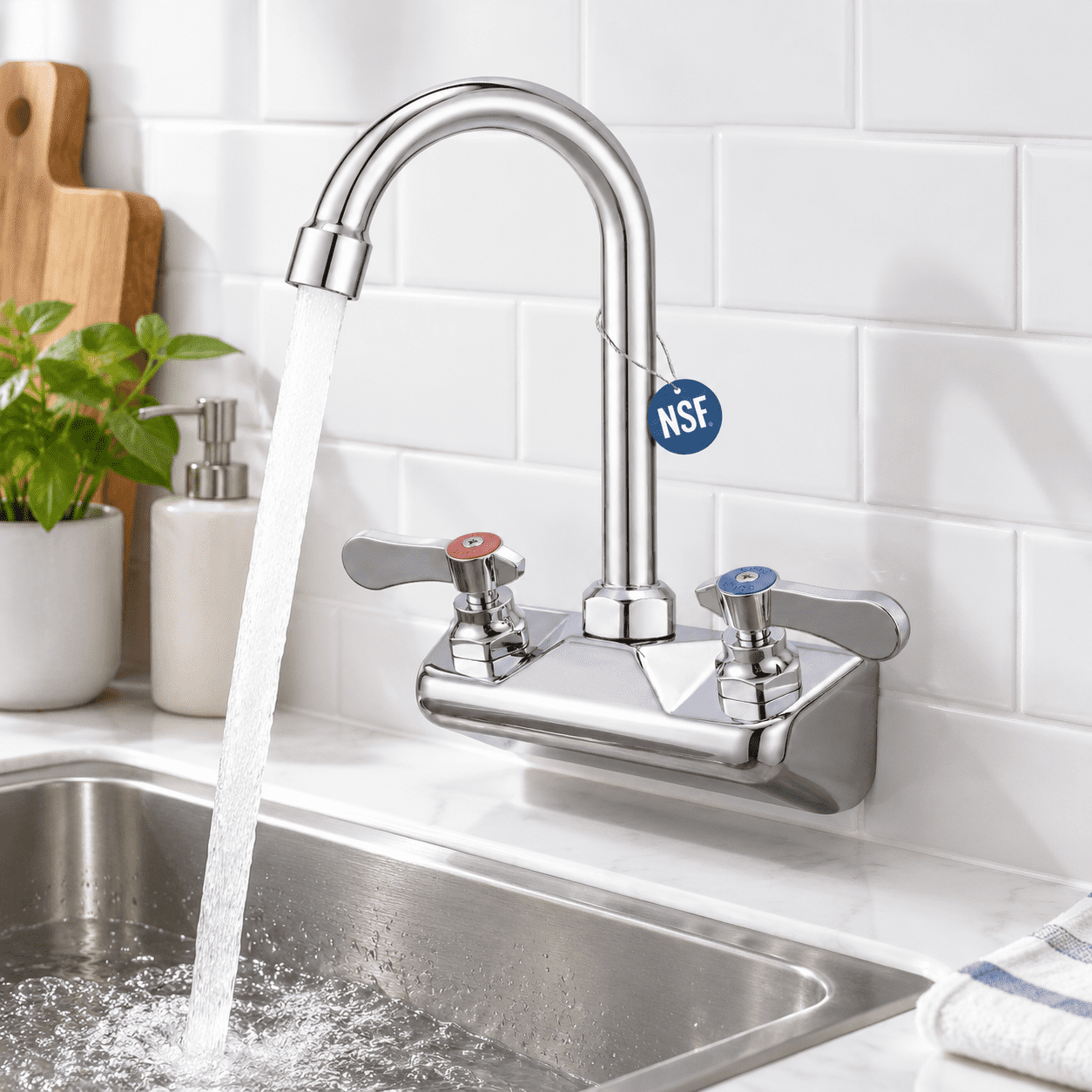 Center Faucet Inlets Commercial Wall Mount Faucet Chrome 4