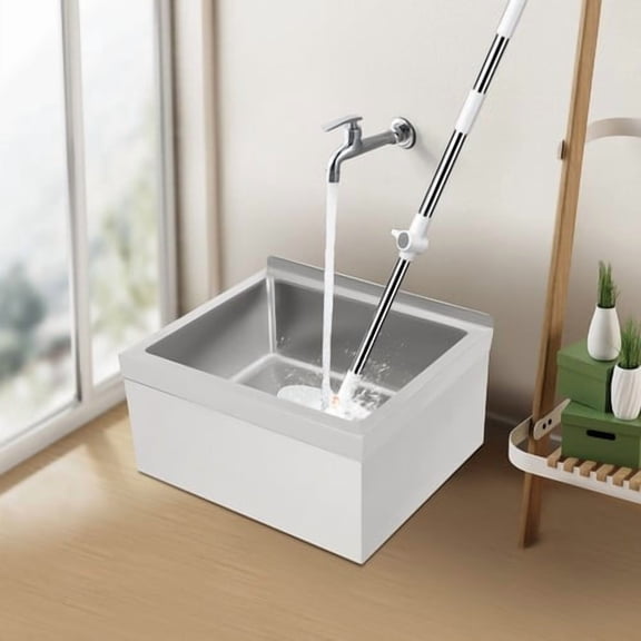 Commercial Wall-mounted Mop Sink Stainless Steel Floor Mop Sink Rectangular Used In A Kitchen, Bar, Restaurant, Laundry, School, Hospital