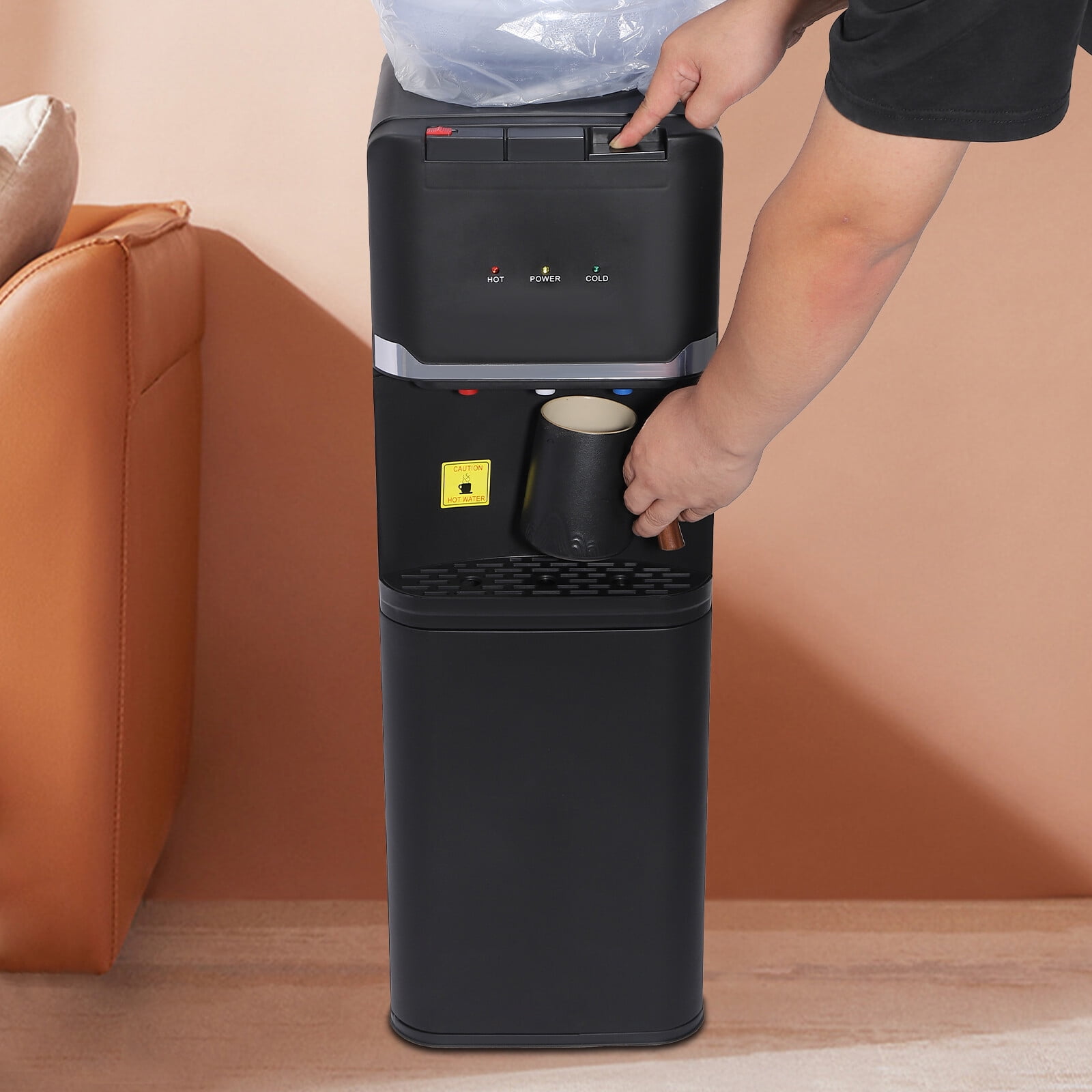 Commercial Water Cooler 1.32 Gal/H Heating Capacity LED Indicator Child Safety Lock Removable Drip Tray US Plug