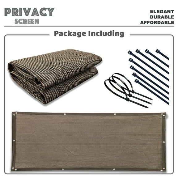 Commercial Windscreen Privacy Fence Screen Shade Cover Balcony Railing Garden Gate Driveway in Brown 3' x 21'