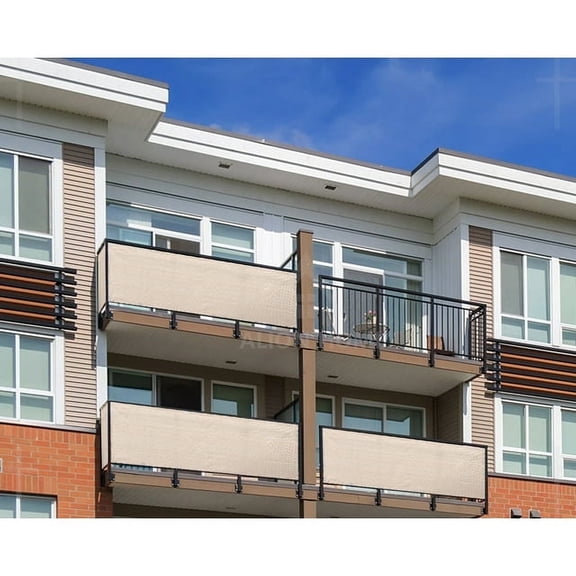 Commercial Windscreen Privacy Fence Screen Shade Cover Balcony Railing Garden Pool - Beige 4' x 14'