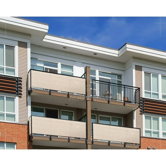 Commercial Windscreen Privacy Fence Screen Shade Cover Balcony Railing Garden Pool - Beige 4' x 14'