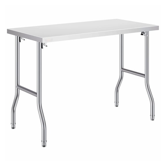 Commercial Work Table Stainless Steel 48x24 Inch Folding Kitchen Prep Table - Heavy Duty 661lbs Capacity - Restaurant Workstation Silver