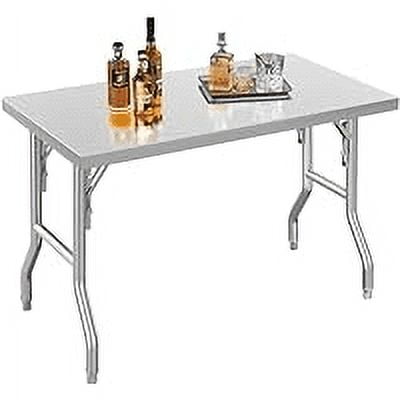 Commercial Worktable Workstation 48 x 24 Inch Folding Commercial Prep Table, Heavy-duty Stainless Steel Folding Table with 661 lbs Load