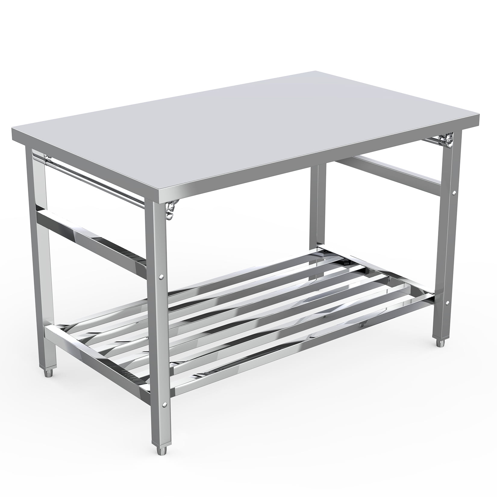 48 x 30 Inch Stainless Steel Folding Worktable with Undershelf