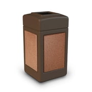 Commercial Zone 720325K 42 gal StoneTec Open-Top Square Waste Container, Brown with Sedona Panels