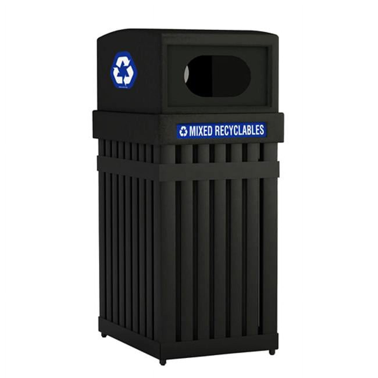 Commercial Zone 727401 Parkview 1 Lid Rectangular Opening With Decal Set- Black