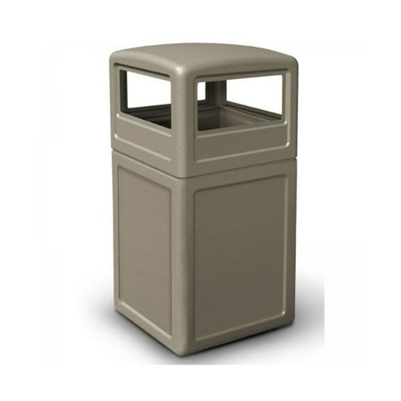 Commercial Zone Dome Lid Square 42 Gallon Waste Container Bin, Beige