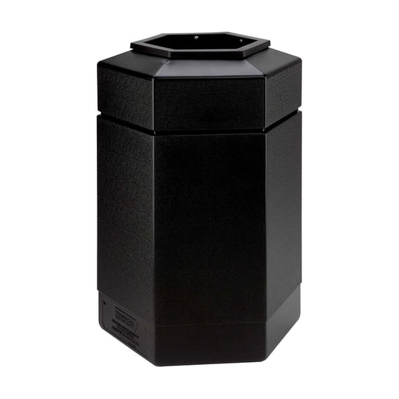 Commercial Zone Open-Top 30 Gal Hexagon Waste Trash Container Bin, Black