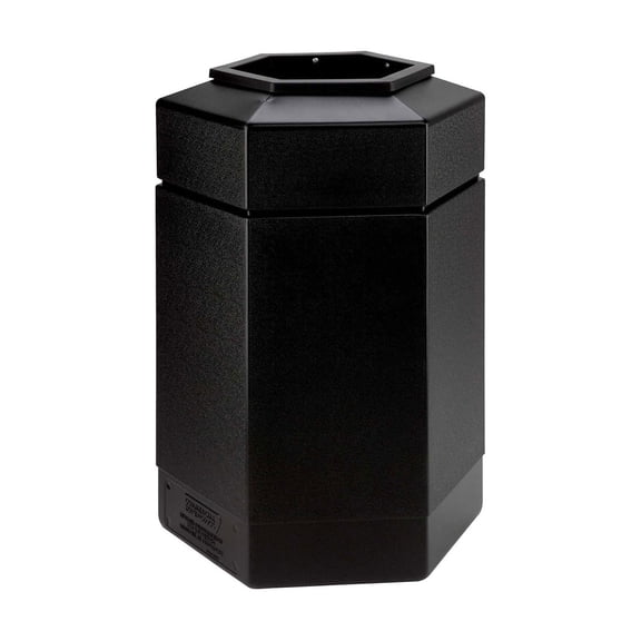 Commercial Zone Open-Top 30 Gal Hexagon Waste Trash Container Bin, Black