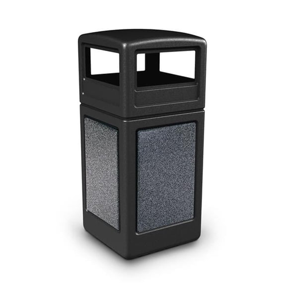 Commercial Zone Products 42-gallon StoneTec Panel with Dome Lid Black with Pepperstone Panels