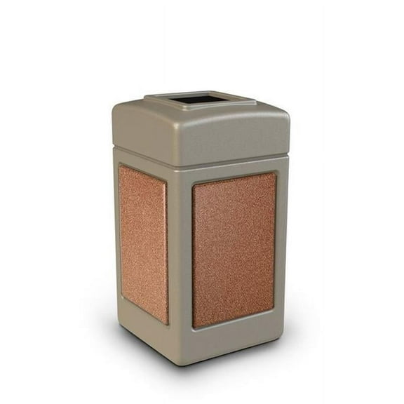 Commercial Zone Products 720316 42-gallon StoneTec Panel Trash Can  Beige with Sedona Panels