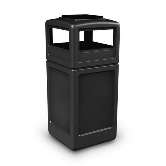Commercial Zone Products 73300199 42-gallon Square Waste Container with Ashtray Dome Lid Black