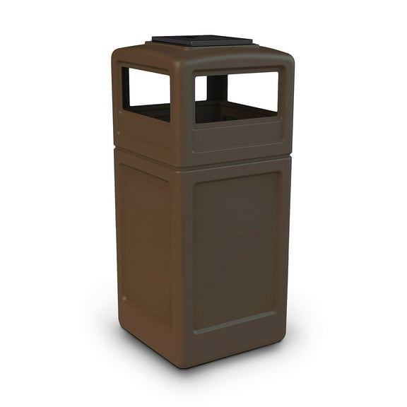 Commercial Zone Products PolyTec Series 42gal Square Trash Can with Ashtray Dome Lid Brown