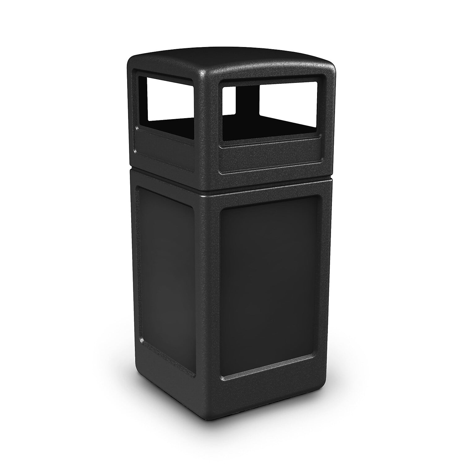 Black 42-Gallon Square Plastic Trash Can with Dome Lid