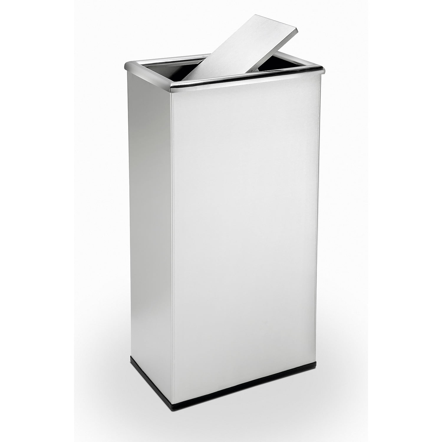 Silver Stainless Steel Commercial Swing Top Trash Can 13.5 Gallons