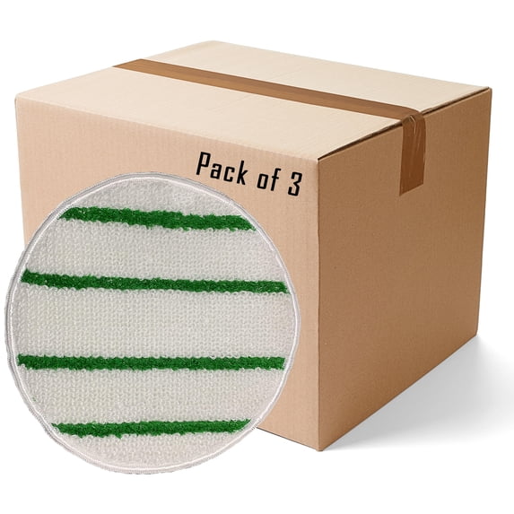 Commercial grade low-profile synthetic carpet bonnet with scrubber strips - 19 Inch - 3-Pack