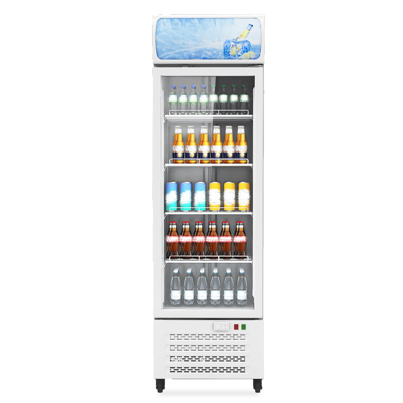 Commercial refrigerators with Glass Door Display Beverage Fridge 11.3 Cu.Ft/320L Merchandiser Fridge with 4 Adjustable Shelves for Home Restaurant Office Grocery Stores