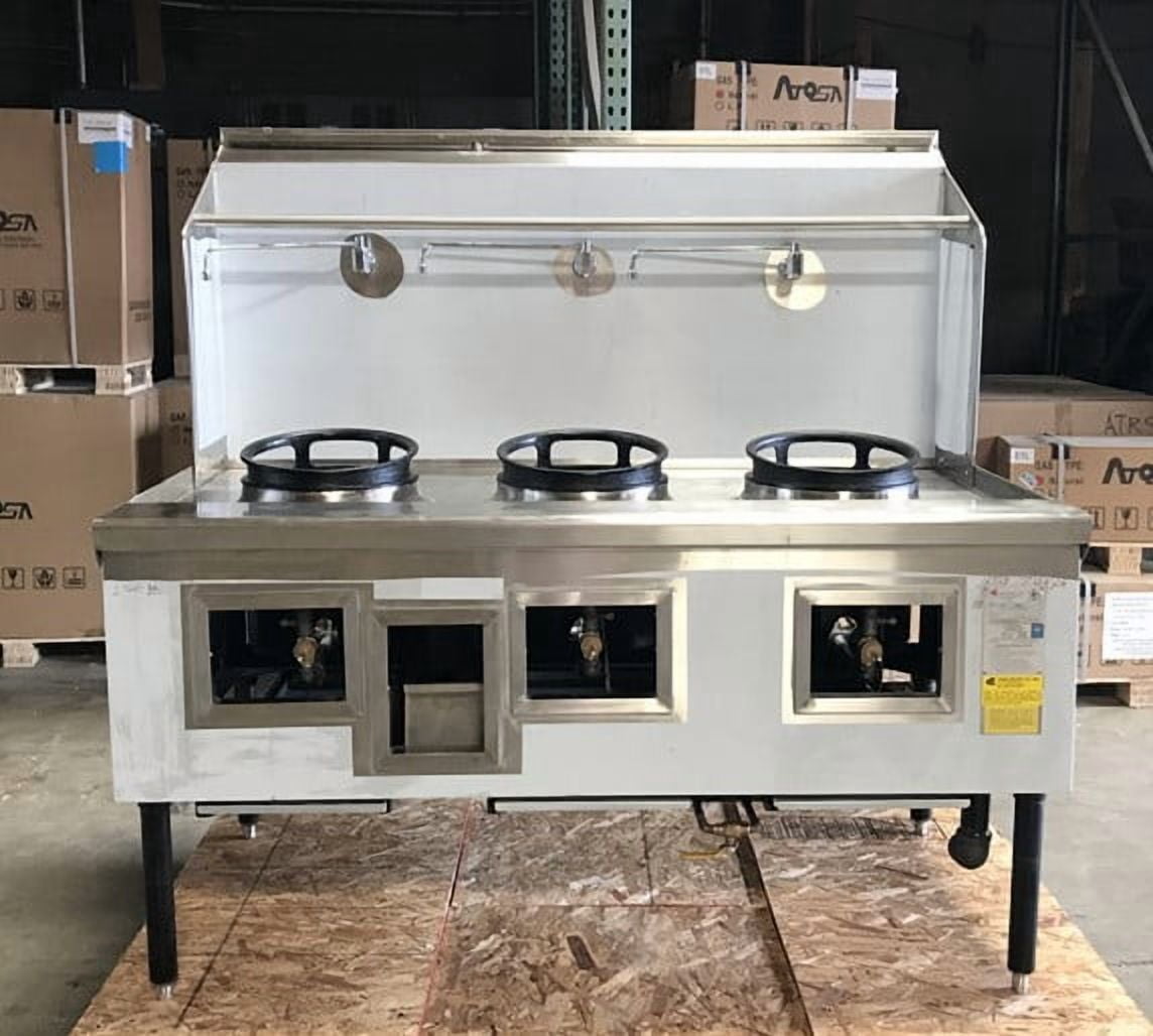 Commercial Chinese Wok Range Made in USA, 3 Hole 13 Inch Wok Ring, NSF Gas Wok Range for Restaurant Kitchen, Natural Gas or Propane, Cooler Depot