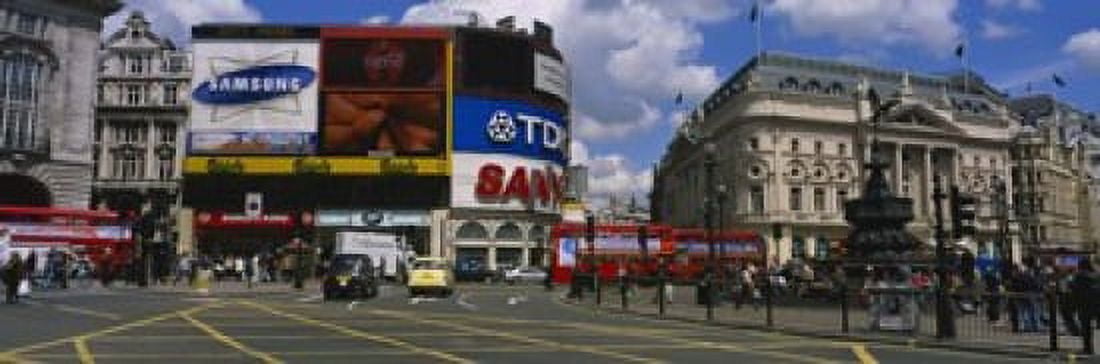 Commercial signs on buildings Piccadilly Circus London England Canvas Art - Panoramic Images (18 x 6)