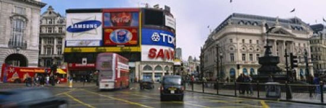 Commercial signs on buildings Piccadilly Circus London England Canvas Art - Panoramic Images (18 x 6)