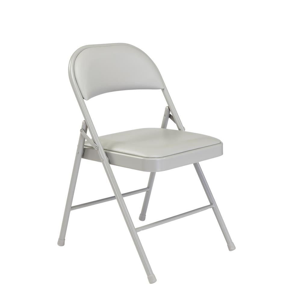 Gray Vinyl Padded Armless Metal Folding Chair Set of 4