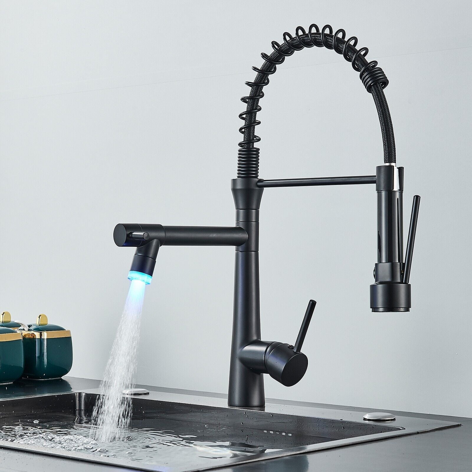 Commerical Kitchen Faucet with Sprayer,Single Handle Pull Down Sprayer Kitchen Sink Faucet with ...