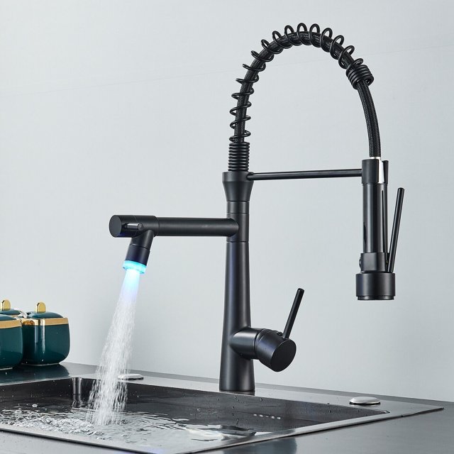 Commerical Kitchen Faucet with Sprayer,Single Handle Pull Down Sprayer Kitchen Sink Faucet with