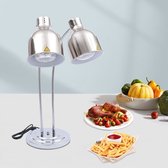 Commerical Kitchen Food Heating Lamp with 2 Bulbs Double Head Food Warmer Light