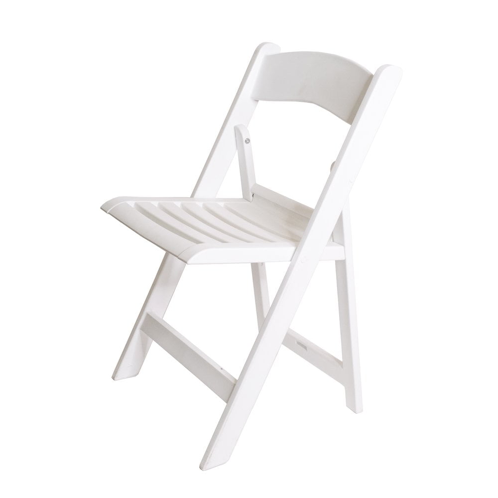 White Resin Folding Chair with Padded Seat