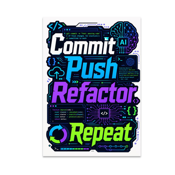 Commit Push Refactor Repeat - Tech Enthusiast - 13x19 Poster Print