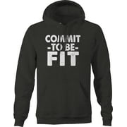 Commit to Be Fit Fitness Gym Workout Sweatshirt for Men Small Dark Gray