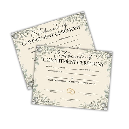 Commitment Ceremony Certificate 6pk on Linen 8.5x11 Marriage Love Vow Renewal Handfasting Two Trees Intertwined Officially Recognized by the Universe