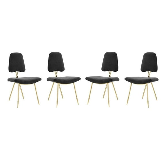 Modway Ponder Collection EEI-3507-BLK Dining Side Chair Set of 4 in Black Color