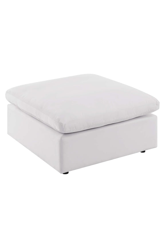 Commix Overstuffed Outdoor Patio Ottoman White