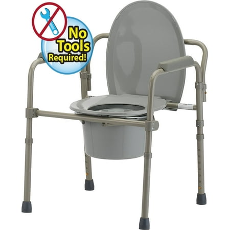 Commode - Bedside Commode for Seniors, Handicap, Elderly - Portable, Lightweight, FOLDING 3 in 1 Commode