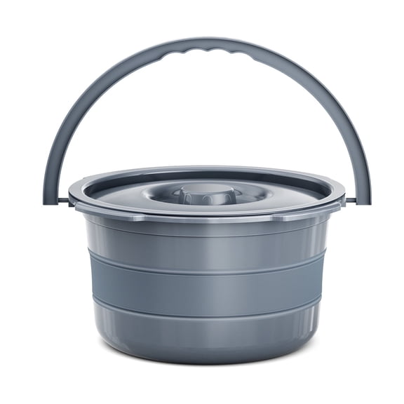 Bluelog Foldable Commode Bucket, Replacement Bucket for Shower Chair, 7.5 QT Bucket, Gray