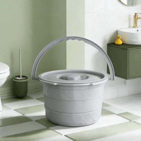 Bluelog Foldable Commode Bucket, Replacement Bucket for Shower Chair, 7.5 QT Bucket, Gray