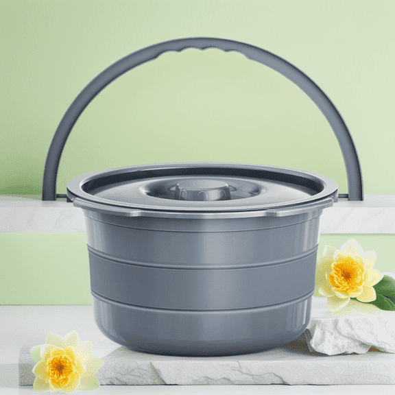 Bluelog Foldable Commode Bucket, Replacement Bucket for Shower Chair, 7.5 QT, Waterproof, Blue