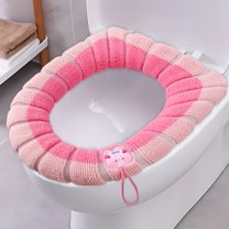 Commode Cushion Household Seasons Toilet Seat Thickened With Handle Winter Toilet Ring Washable Sets Wear Knitted Toilet Seat