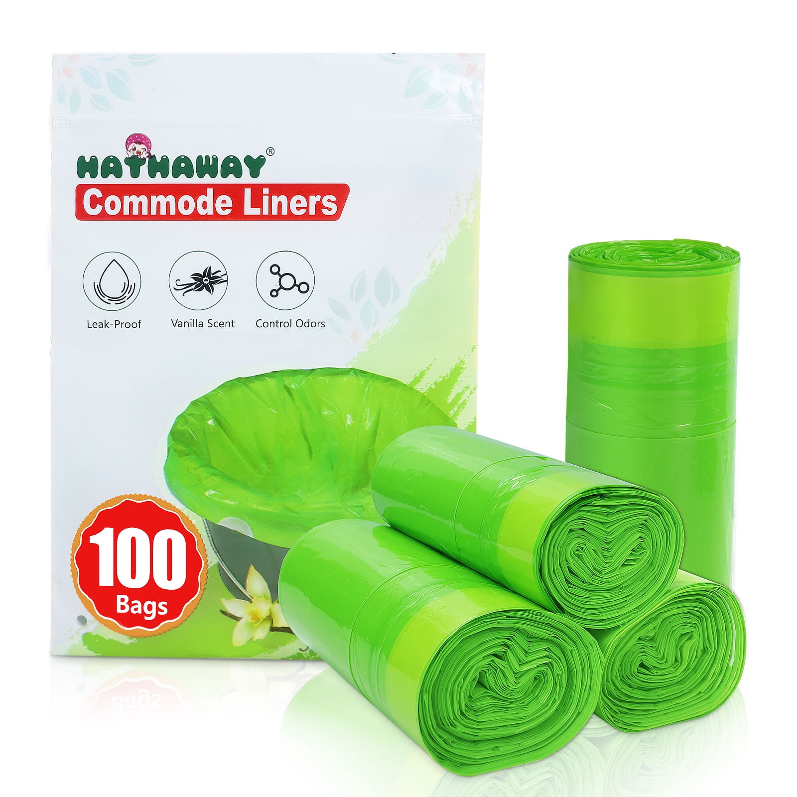 Vanilla Scented Disposable Commode Liners, 100pcs, Fits Standard Toilet