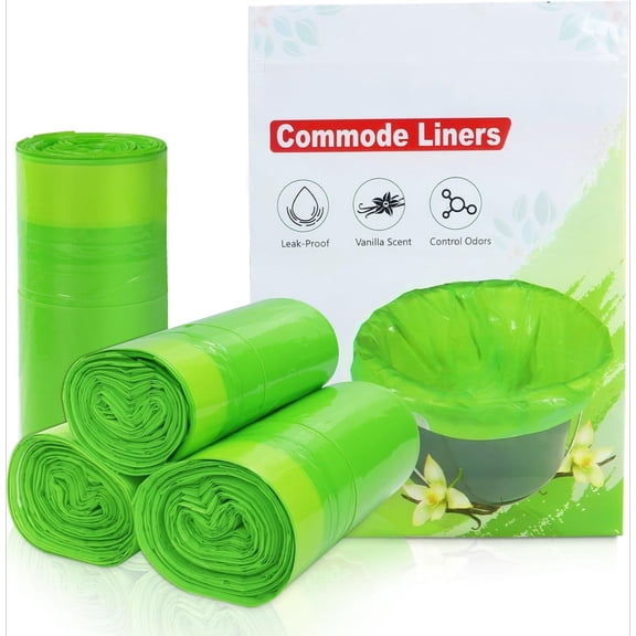 Commode Liners for Bedside Commode Vanilla Scented 100pcs Disposable Bags Universal Fit Most Standard Toilet Chair Bucket