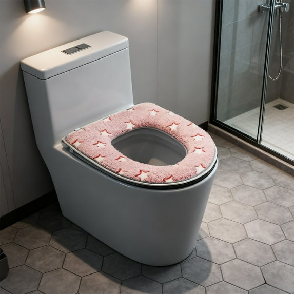 Commode Seat Cushion Luminous Washable Toilet Seat Warm Winter Plushs Zipper Widespread Toilet Seat For Bathroom Decoration Reusable Thicker Warmer Cover Pads with Zipper