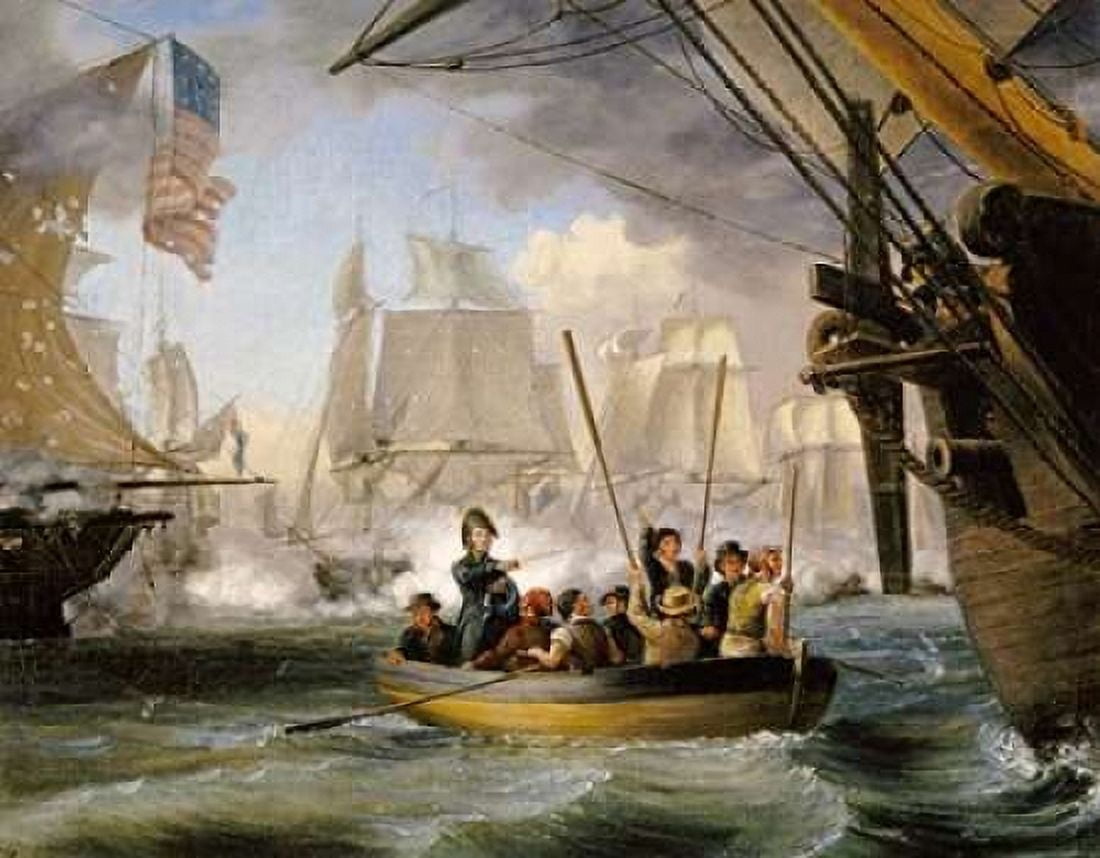 Commodore Perry Leaving The Lawrence Canvas Art - Thomas Birch (22 x 28)