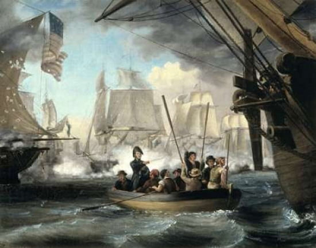 Commodore Perry Leaving the Lawrence for the Niagara Canvas Art - Thomas Birch (22 x 28)