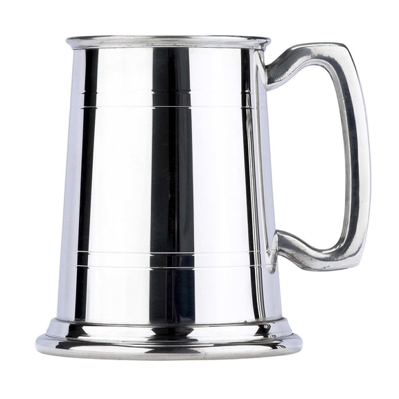 Commodore Two Line Fine English Pewter Tankard Beer Mug Made in England