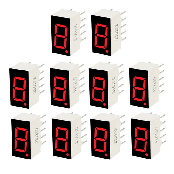 Common Anode 10 Pin 1 Bit 0.55 x 0.3 x 0.33 Inch 0.35" Red Display 10pcs