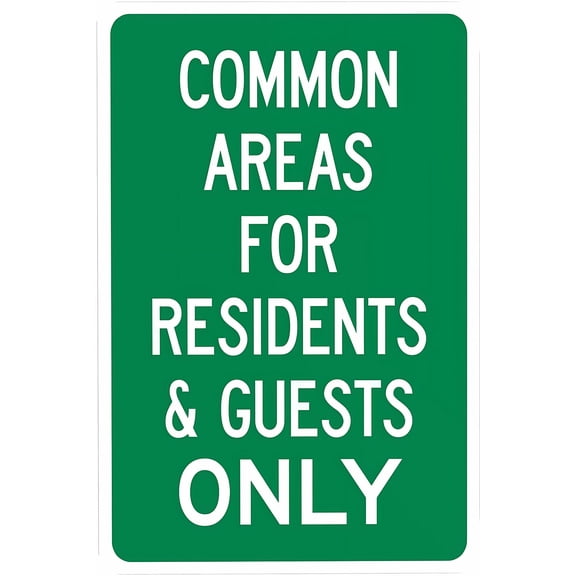Common Areas For Residents And Guests Only Warning Sign - 8"x12" Security Metal Sign, Community Decor for Home Business Office Road Street Yard Garden