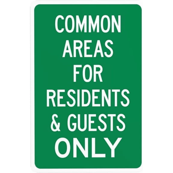 Common Areas For Residents And Guests Only Warning Sign, Private Property Security Metal Signs for Business Home Outdoor Indoor Garage Street Wall Safety Caution Custom Decor 8 x 12 Inch