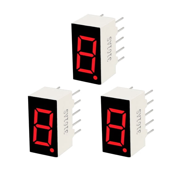 Common Cathode 10 Pin 1 Bit 0.55 x 0.3 x 0.33 Inch 0.35" Red  Display 3pcs